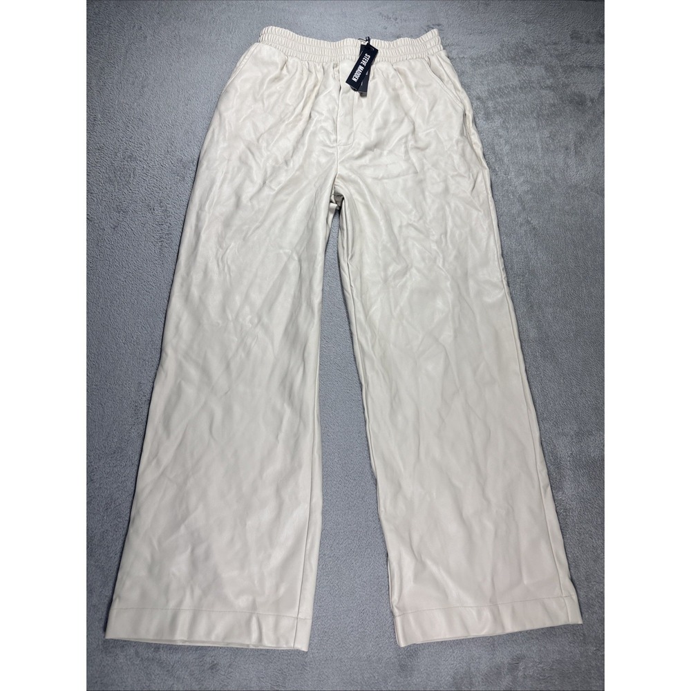 Steve Madden Gilda Pant Imitation Leather Ivory Size M NWT